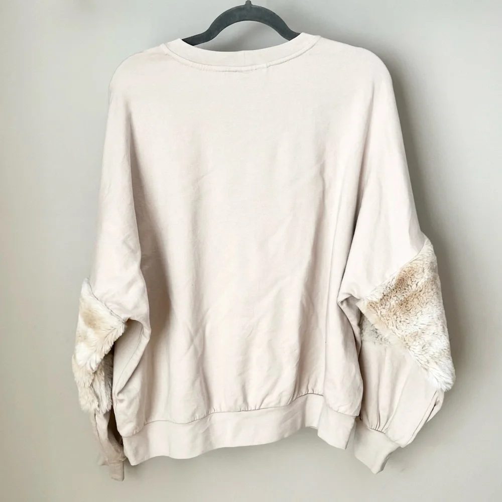 Young Fabulous & Broke Faux Fur Sleeve Sweatshirt - Picture 5 of 8